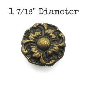 Vintage French Provincial Knob: Dark Brass Colored Floral Drawer Pull