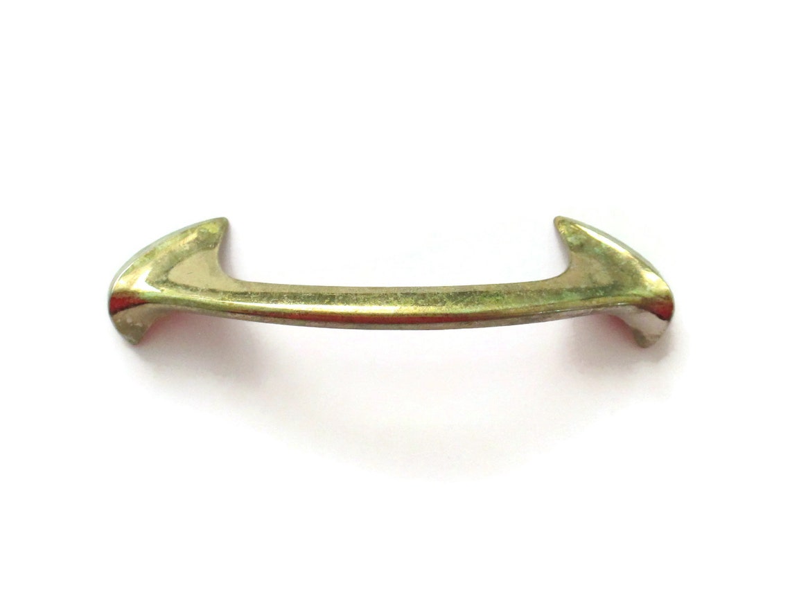 Vintage Drawer Pulls MCM 3.5 centers Mottled Brass Etsy