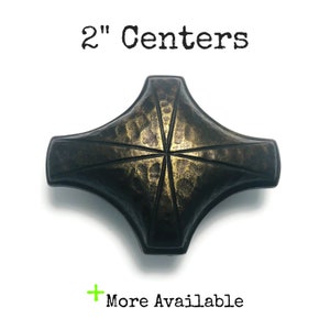 Vintage MCM Drawer Pull 2" centers Atomic Textured Starburst Brass Colored Metal Handle