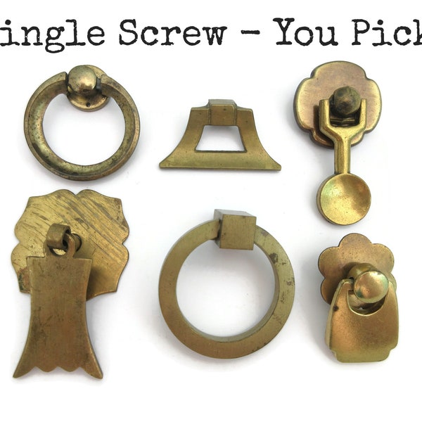 Vintage Ring Drawer Pull MCM Drop Ring Handle Singles - Pick from styles shown ONLY 1 of each