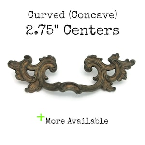 Curved Vintage French Provincial Drawer Pull, Keeler Brass Co (2.75" Centers) Concave