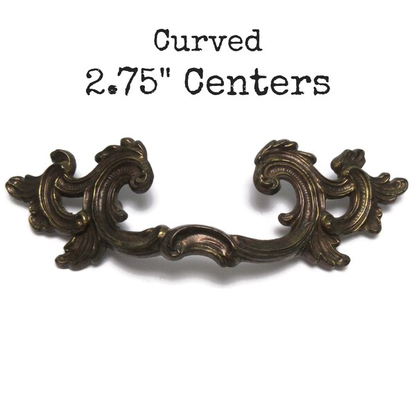 Curved Vintage French Provincial Drawer Pull 2.75" centers Keeler Brass Company K 644