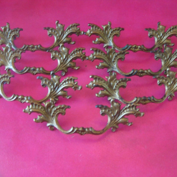 RESERVED 8 vintage French Provincial drawer pulls 3.5 inches between holes RARE SIZE
