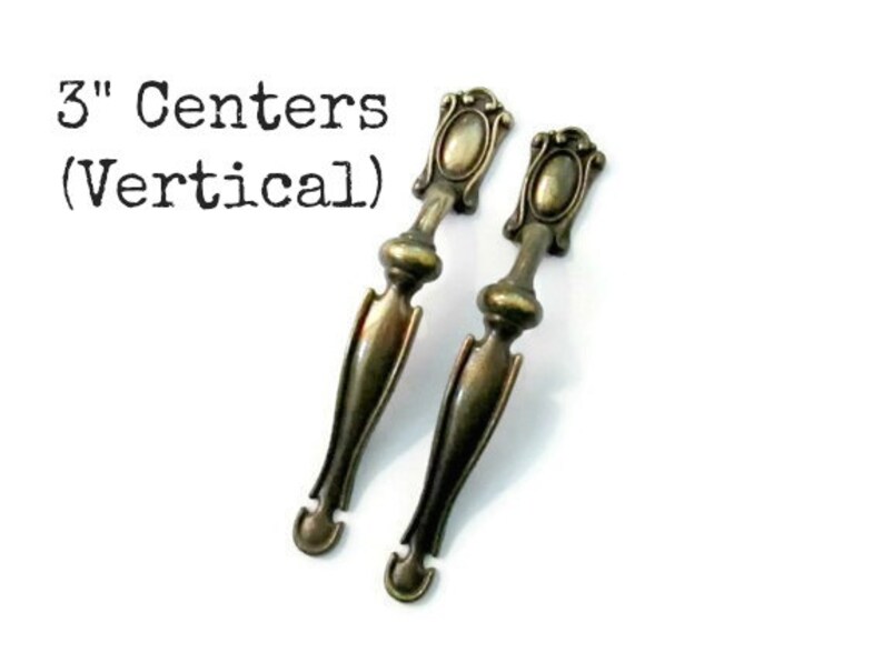 Clearance Pair Of Vintage Ornate Cabinet Handles Vertical Etsy