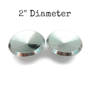 2 Large Vintage Concave Chrome Drawer Knobs MCM silver pulls 2" diameter