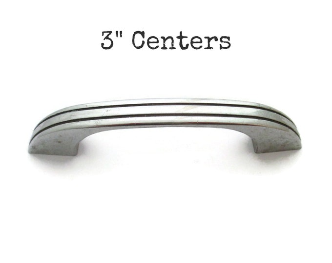 Vintage Chrome Drawer Pull 3 Centers Black Lines SALE Etsy