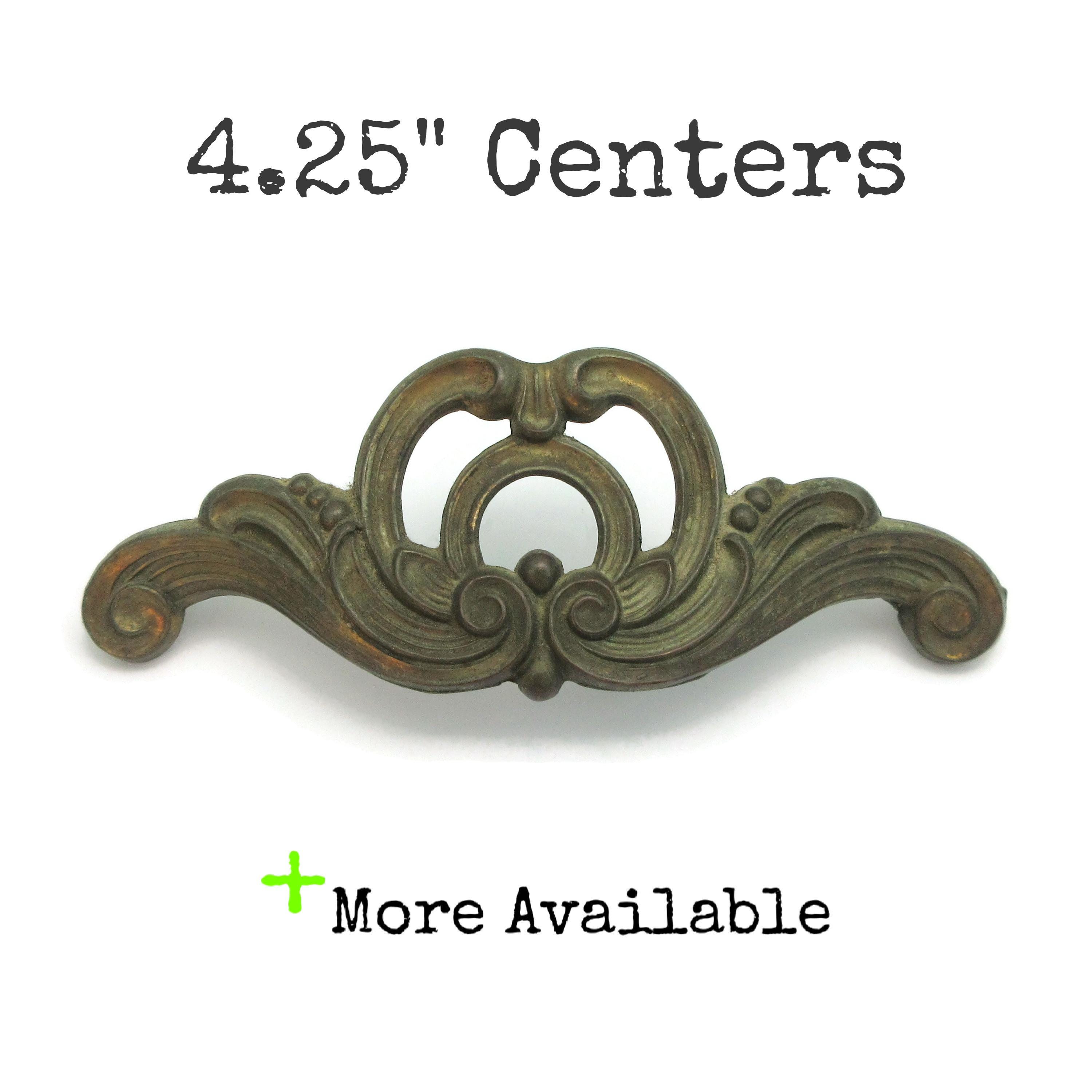 Vintage Drawer Pull 4.25" Centers Art Deco Waterfall Ornate Aged Brass Tone KBC K 6749