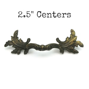Vintage French Provincial Drawer Pull 2.5" centers Antique Brass Colored Furniture Handle