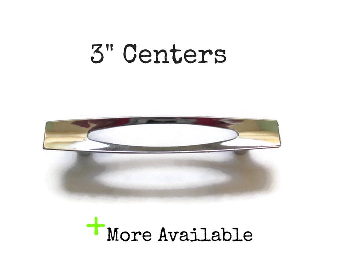 Vintage MCM Drawer Pull 3 Centers NOS Silver Chrome Etsy