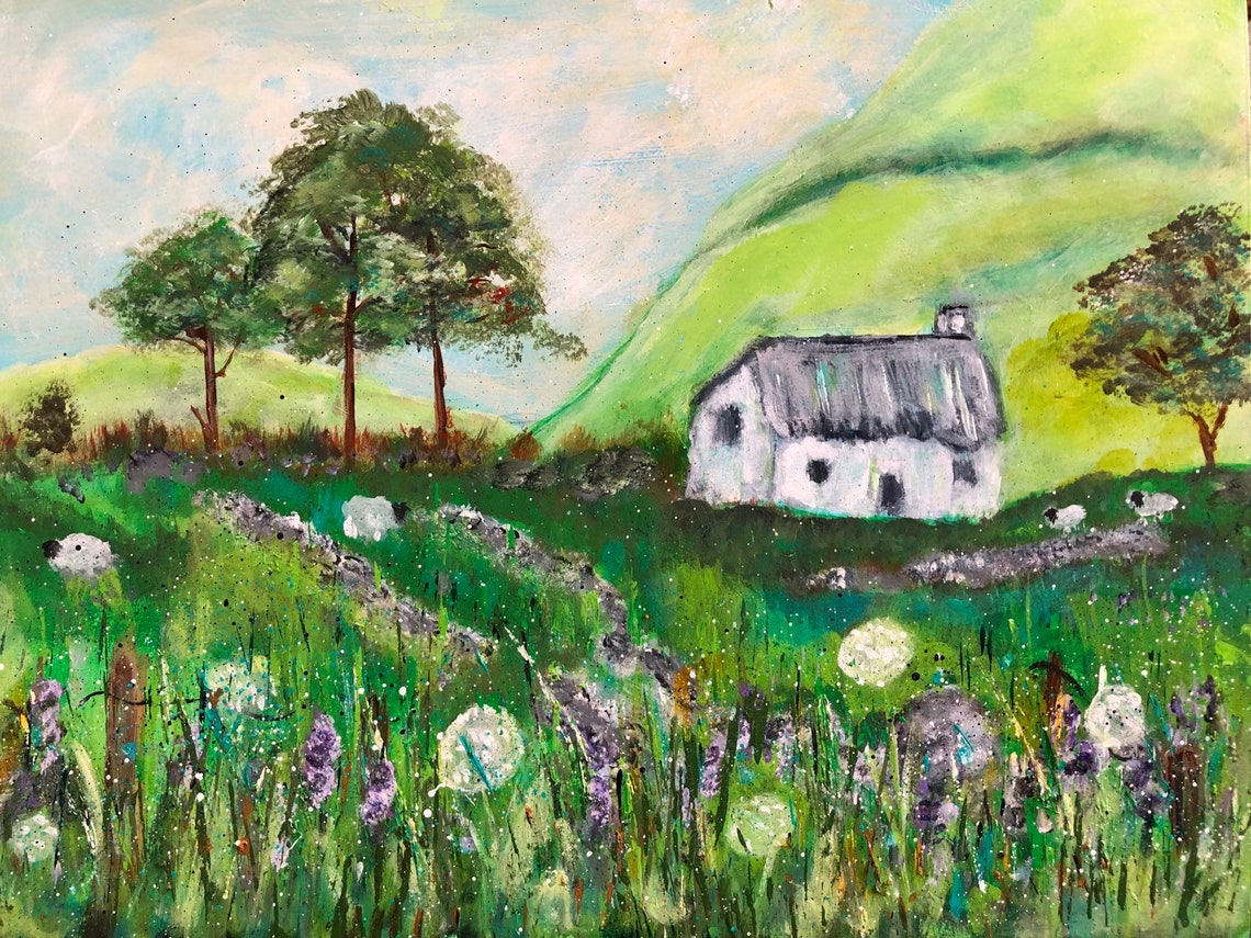 Irish Cottage Original painting Etsy