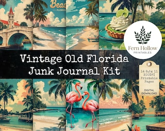 Vintage Florida Junk Journal Kit: Retro Travel Ephemera (Digital Download