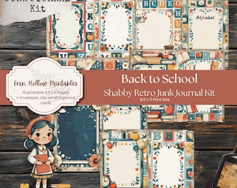 Retro School Junk Journal Kit: Vintage Ephemera, Clip Art (Digital Download)