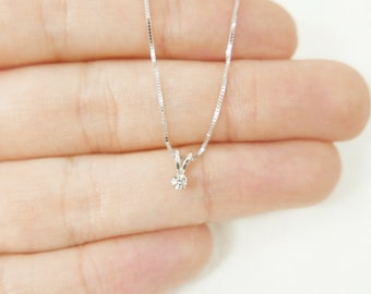 Tiny Diamond Necklace. 14k gold Solitaire  Natural  Diamond Pendant . gift for her. Gold daimond necklace. Solid Gold. Solitaire Diamond.