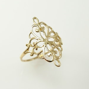 Lace ring. 14KGold Floral ring. Filigree ring. Filigree gold ring. Dainty gold ring. Gold ring. Gift for her. image 1