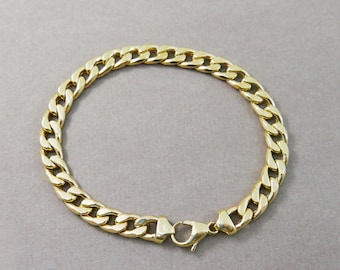 Unisex Real 14k wide Gold chain Bracelet. men women gold bracelet . real Gold link bracelet, gold jewelry ,boho gold bracelet, gift for her.