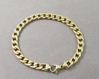 Pulsera unisex de cadena de oro real de 14k de ancho. pulsera de oro para hombre y mujer. pulsera de eslabón de oro real, joyería de oro, pulsera de oro boho, regalo para ella.