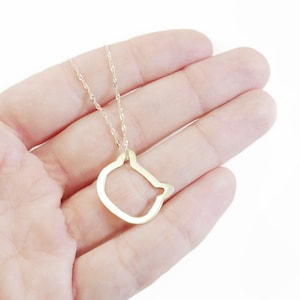 14k Gold cat necklace, Cat Necklace, real solid gold kitty necklace. Cat Jewelry, Initial Cat Necklace, Cat Lover Jewelry, Kitty necklace