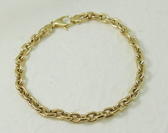 Real Unisex 14k Cadena de oro Pulsera. hombres mujeres pulsera de oro. Pulsera de cadena de eslabones de oro, joyería de oro, pulsera de oro boho, regalo para ella.