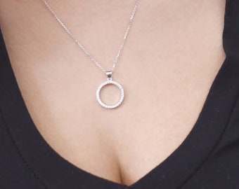 Circel of life necklace. Solid Gold circel of life pendant. karma necklace. geometric necklace. circel necklace. white gold circel necklace