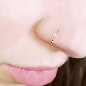 Nose ring. solid 14k gold stud. nose ring. Gold nose hoop . Gold nose ring. nose stud. gold nose ring