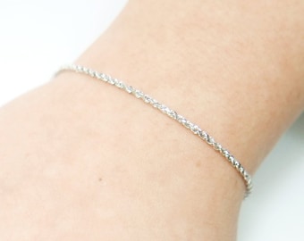 Real Gold rope Bracelet 14k. sparkly rope  bracelet. twist white Gold bracelet, gold jewelry, gold beads, solid gold, 14k gold bracelet