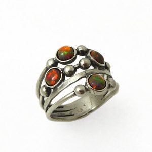 Silver red opal ring. sterling silver ring. Red stones silver ring. Opal ring. Opal silver ring. Wide opal ring. Wide ring. opal jewelry