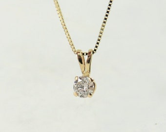 Diamond Necklace. 14k gold Solitaire  Real Natural  Diamond Pendant . gift for her. Gold daimond necklace. Solid Gold. Solitaire Diamond.