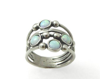 Silver opal ring. sterling silver ring. White opal silver ring. White opal ring. Opal silver ring. Wide opal ring. Wide ring. opal jewelry