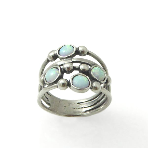 Silver opal ring. sterling silver ring. White opal silver ring. White opal ring. Opal silver ring. Wide opal ring. Wide ring. opal jewelry