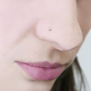 Tiny Nose stud . solid 14k gold stud. nose ring. Gold nose stud. Gold nose ring. zircon nose stud. gold nose ring