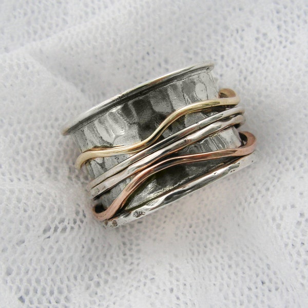 Sterling silver spinner ring. Gold spinner ring. Mix spinner ring. Wide spinner ring. (gsr-7069-977-976-959-960).