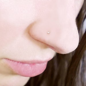Nose stud . solid 14k gold stud. nose ring. Gold nose stud. Gold nose ring. zircon nose stud. gold nose ring