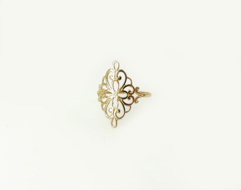 Lace ring. 14KGold Floral ring. Filigree ring. Filigree gold ring. Dainty gold ring. Gold ring. Gift for her. image 5