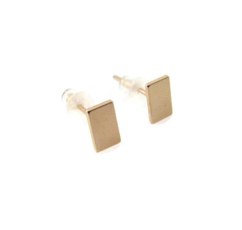 14K Solid Gold Bar Earrings. Stud Earrings. Gold Bar Earrings. Etsy
