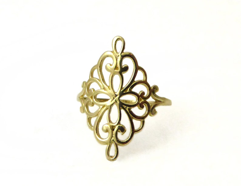 Lace ring. 14KGold Floral ring. Filigree ring. Filigree gold ring. Dainty gold ring. Gold ring. Gift for her. image 2