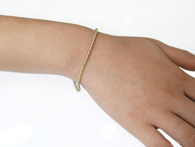 14k Gold Bracelet. sparkly diamond cut beads bracelet. real Gold bracelet, gold jewelry, gold beades, solid gold bracelet, 14k gold bracelet image 2