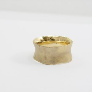 Sahara dunes Matte 14k yellow gold wedding band. Wavy wedding ring. Wide wedding ring gr-9348-1442. image 2