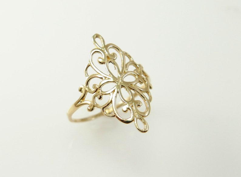 Lace ring. 14KGold Floral ring. Filigree ring. Filigree gold ring. Dainty gold ring. Gold ring. Gift for her. image 1