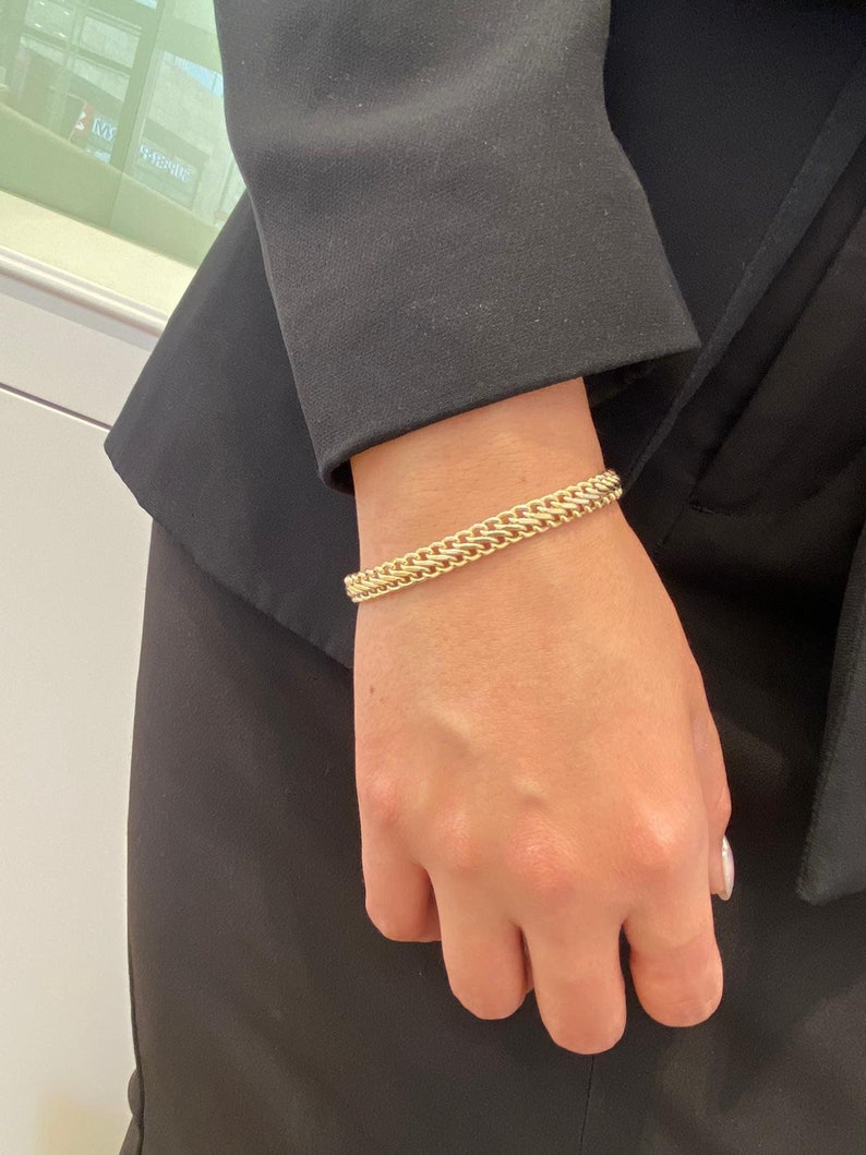 14k Real Wide Gold Bracelet. Sparkly Gold Bracelet . Real Gold Etsy