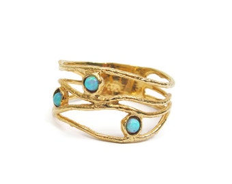 Anillo de oro con ópalo. Anillo de ópalo de oro amarillo de 14k. regalo para ella, joyería de ópalo, regalo romántico, regalo de cumpleaños, anillo de oro real. anillo de oro de 14kt