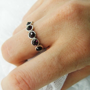 Sterling silver ring. Garnet ring. Natural Garnet spikes ring. Silver ring. Garnet silver ring. Silver garnet ring. sr-9531-587 image 1