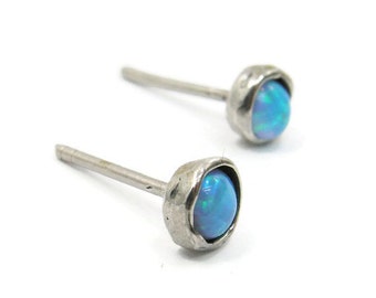 Stud opal earrings. sterling silver 925 .5mm Opal stud earrings. birthday gift for her, opal jewelry, opal post earrings