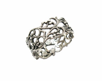 Lace ring. Silver ring. Sterling silver ring. Open work sterling silver. silver jewelry, Wide silver ring. Wide ring. Gift for her