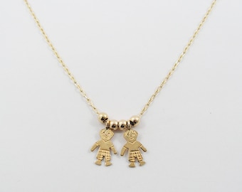 Two Boys gold-filled necklace (gfn-8794).  gift for her, mother's day gift, christmas gift