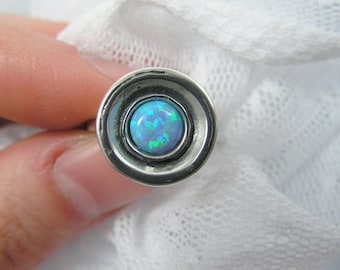 Opal ring. Sterling silver ring. Silver coin ring. Round opal ring. (sr-9905). opal jewelry, everyday ring, gift ideas for her. Opal ring
