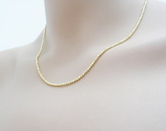 Collar de oro de 14k, collar de cuentas brillantes talla diamante. Collar de oro, joyas de oro, collar de cuentas de oro macizo, collar de oro de 14k, regalo para