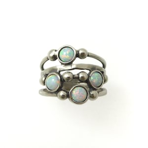 Silver opal ring. sterling silver ring. White opal silver ring. White opal ring. Opal silver ring. Wide opal ring. Wide ring. opal jewelry image 3