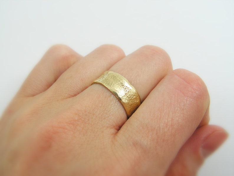 14K gold Hand Molded wedding band. Hand made wedding band. Etsy