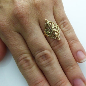 Lace ring. 14KGold Floral ring. Filigree ring. Filigree gold ring. Dainty gold ring. Gold ring. Gift for her. image 4