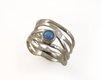 Silver opal ring. spheres sterling silver ring, Sterling silver ring. Opal ring. Opal silver ring. Wide opal ring. Wide ring.